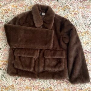 Divided XS brown Faux Fur Jacket